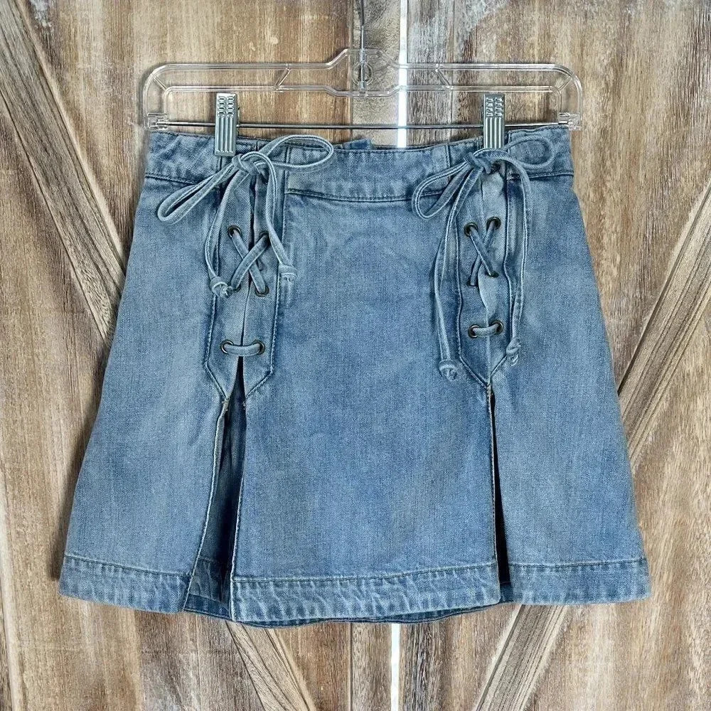 Free People Denim Lace Up Skirt - Picture 5 of 7